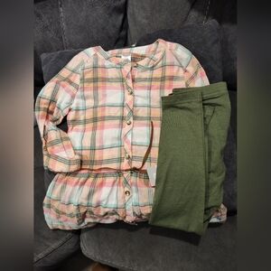 Carter's Multicolor Plaid Shirt & Leggings Set SZ 4/5